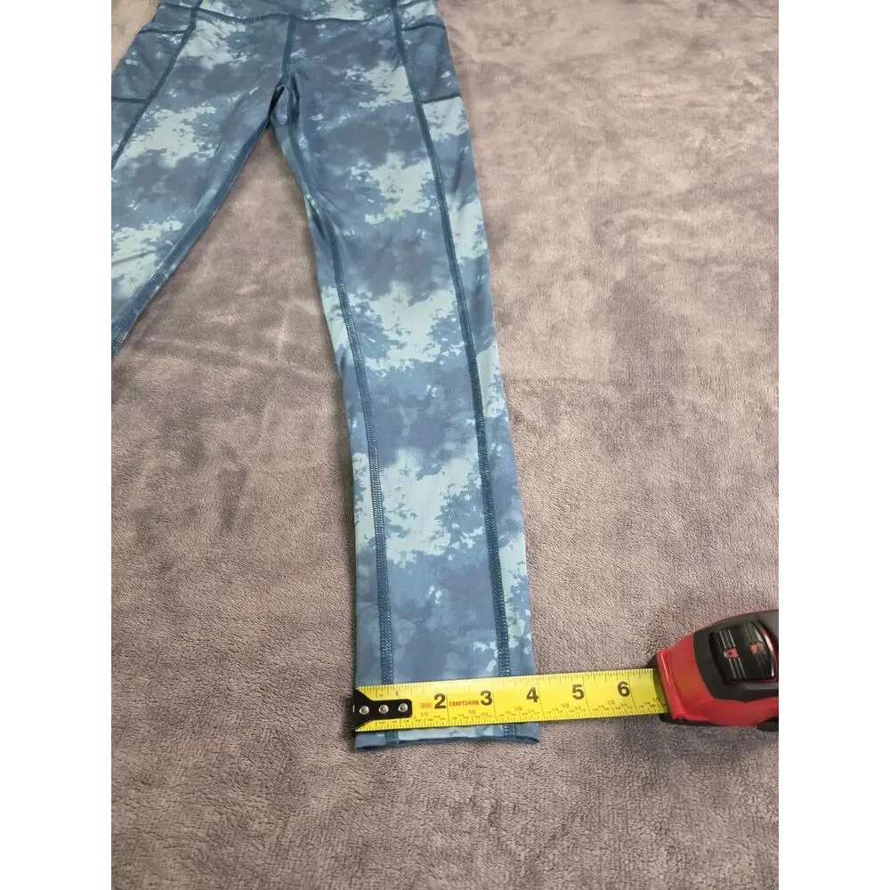 Zella Girls Sz L 10/12 Green Camo Athletic Leggings Stretch Yoga Pants C38-47